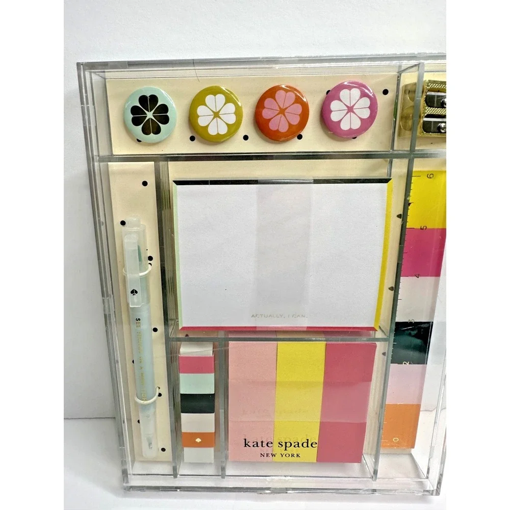kate spade Tackle Box Desk Accessories Actually I Can Set Clear NEW